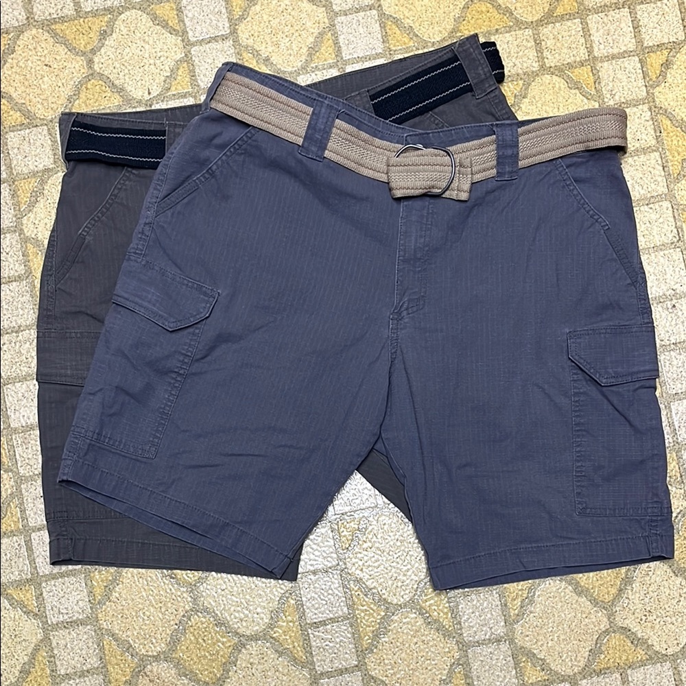 EUC two Ranch Tough Gray and Blue Cargo Shorts